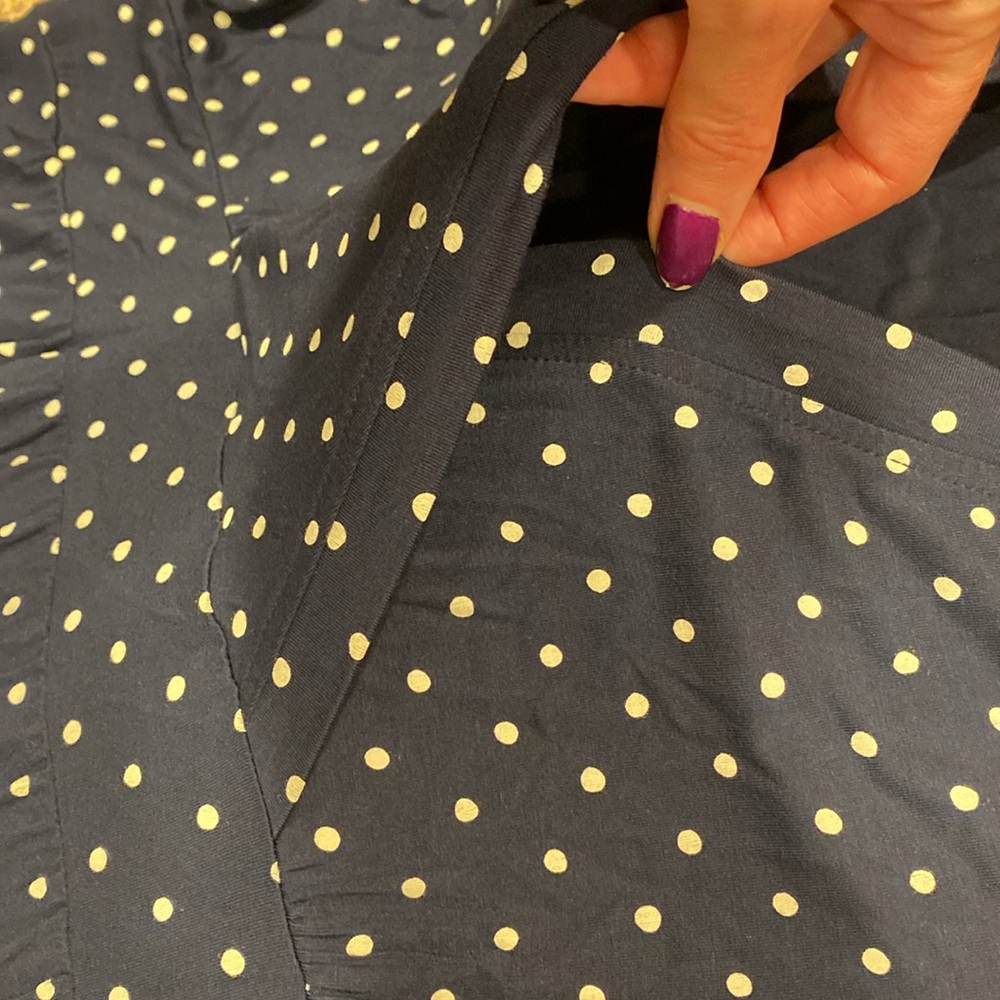 L.L. Bean Polka Dot Dress item # 501478 XL Petite Navy Blue and White - Picture 4 of 15